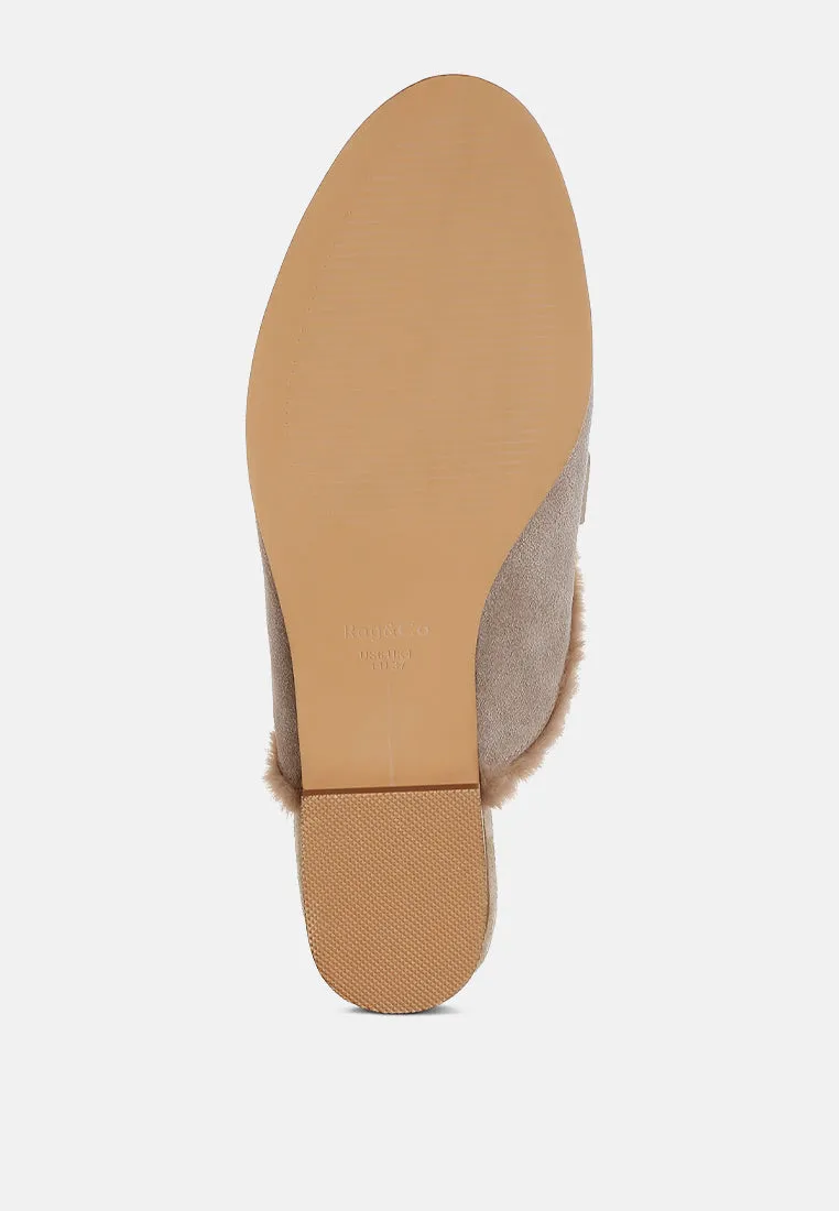 Suede & Faux Fur Slip On Mules By RUW