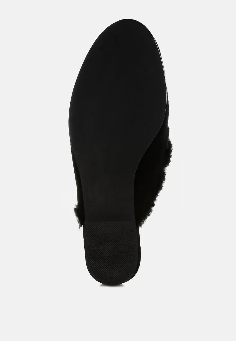 Suede & Faux Fur Slip On Mules By RUW