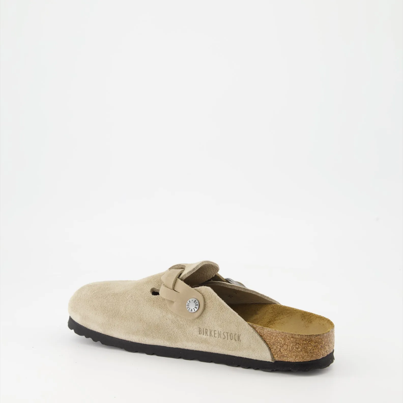 Suede Beige Boston Mules