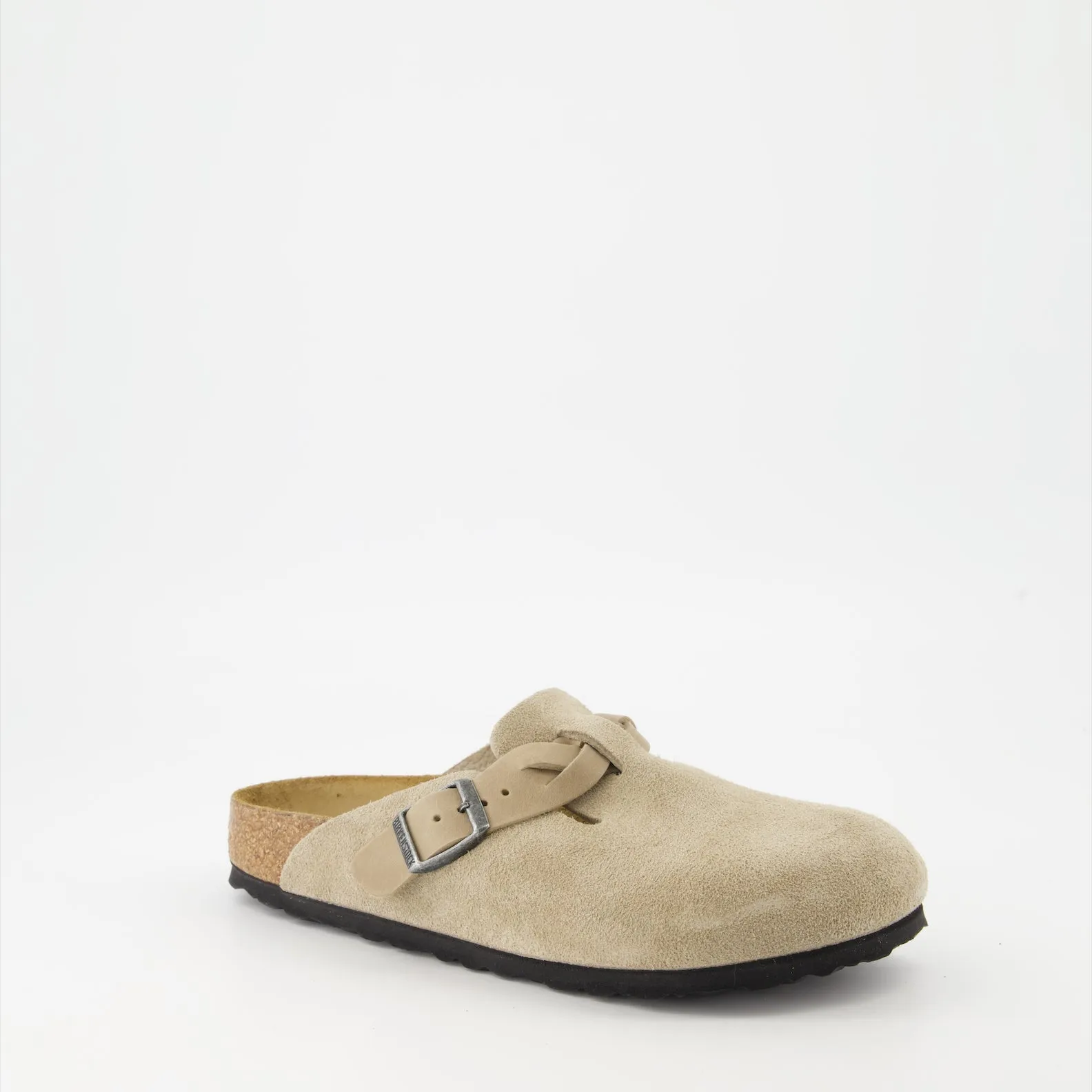 Suede Beige Boston Mules