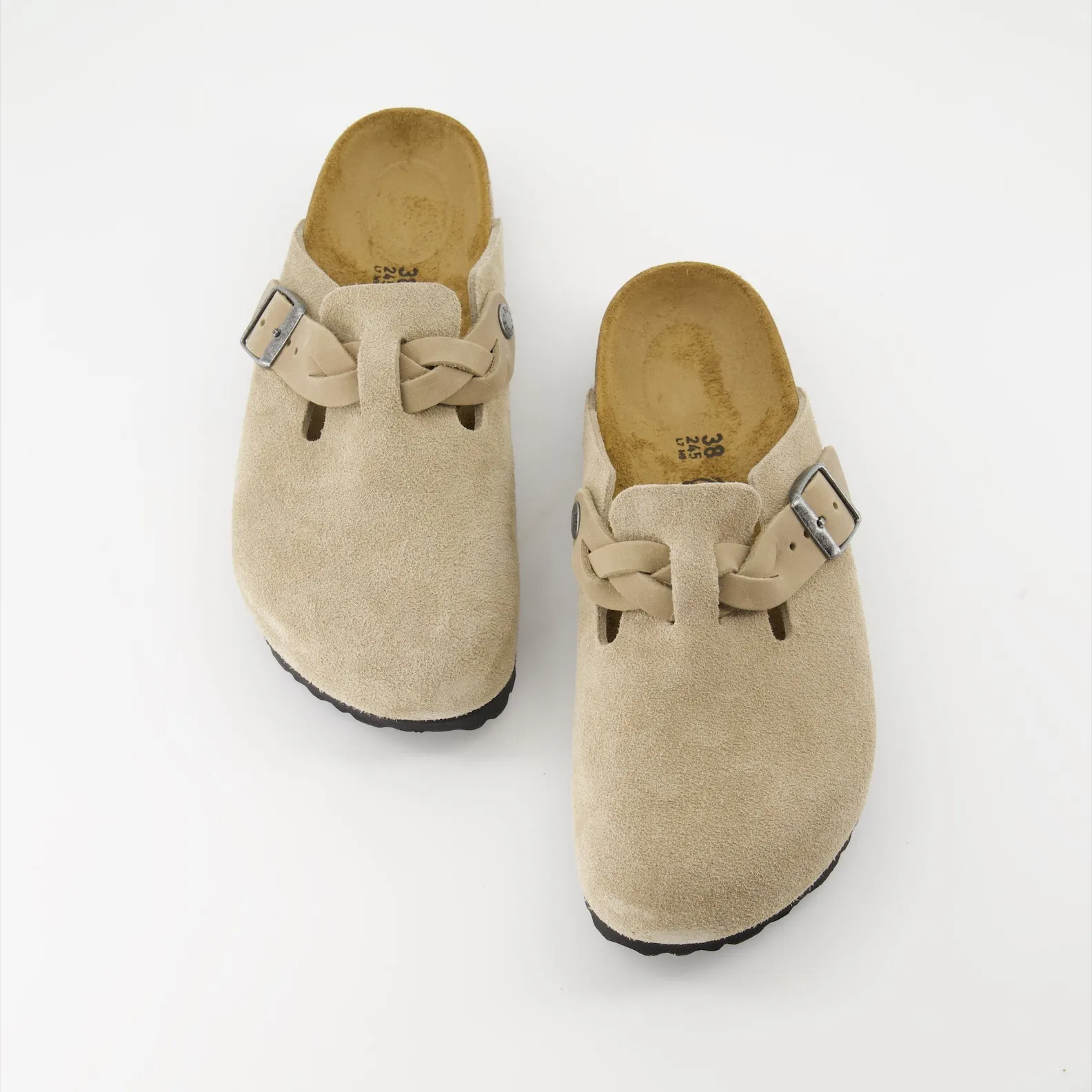 Suede Beige Boston Mules