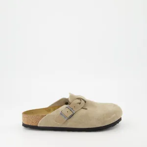 Suede Beige Boston Mules