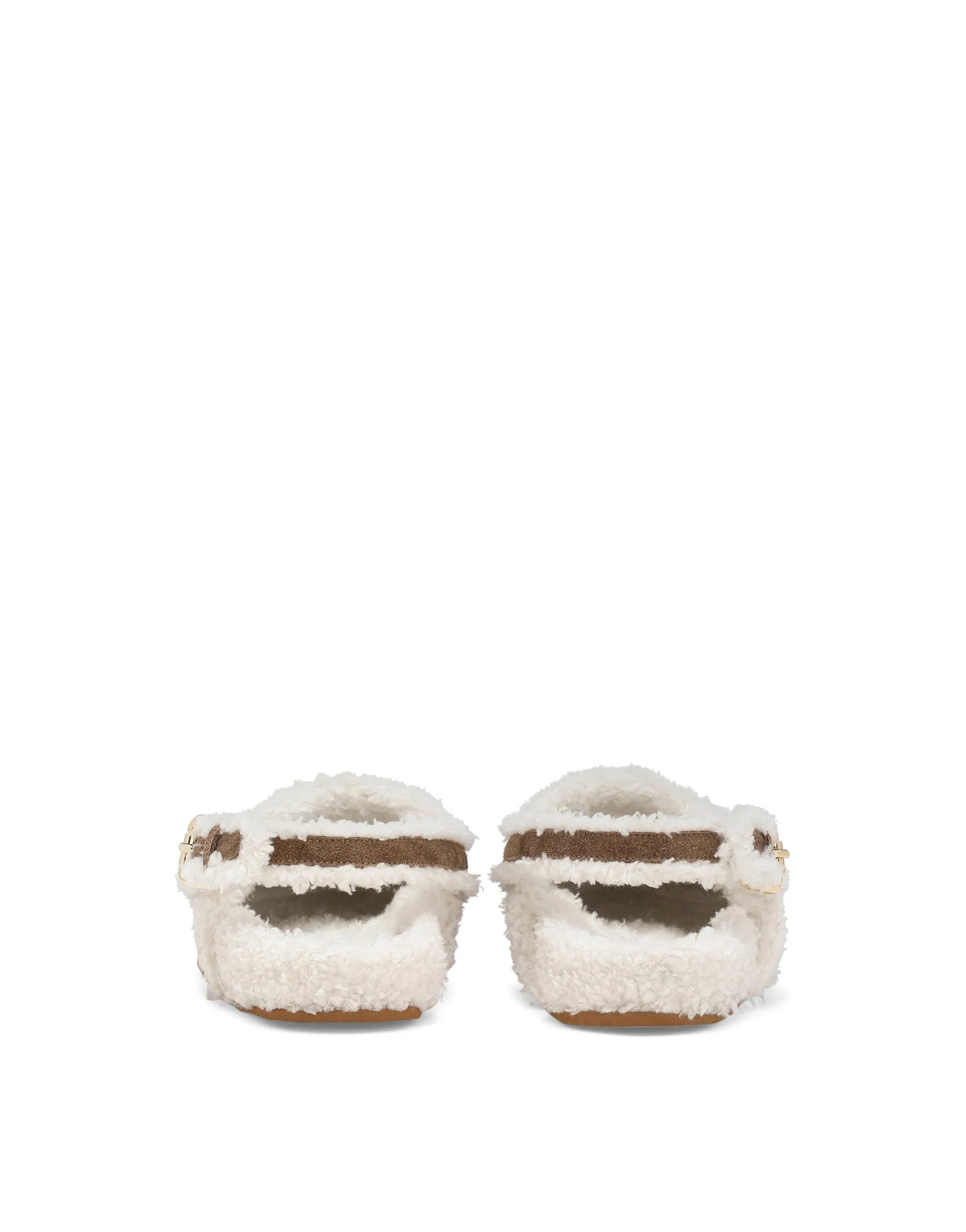 Suede mules with logo tag