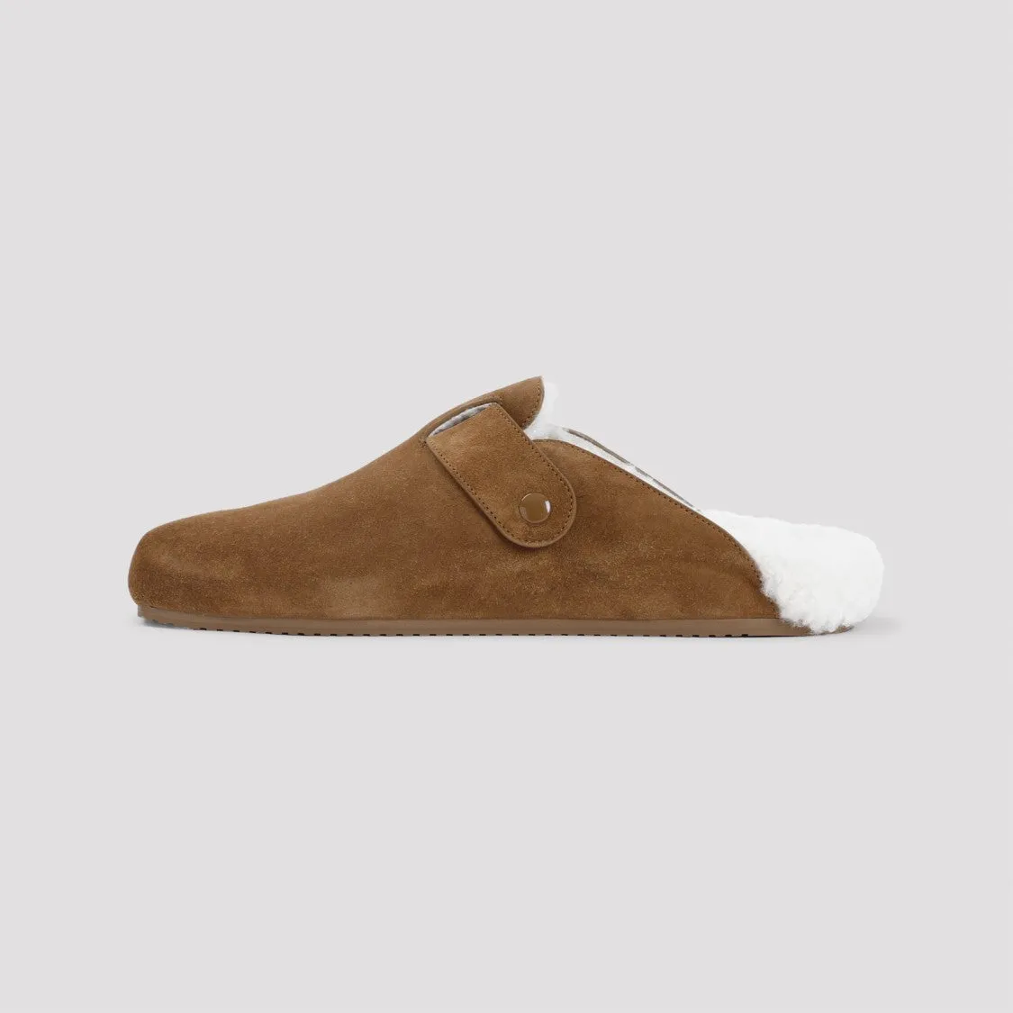 Suede Mules With Plush Fur Lining And Buckle Detail