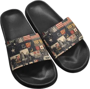 Summer Slide Slippers for Men Women, Lightweight House Sandals Slide Sandal Non-Slip Shower Shoes with Arch Support