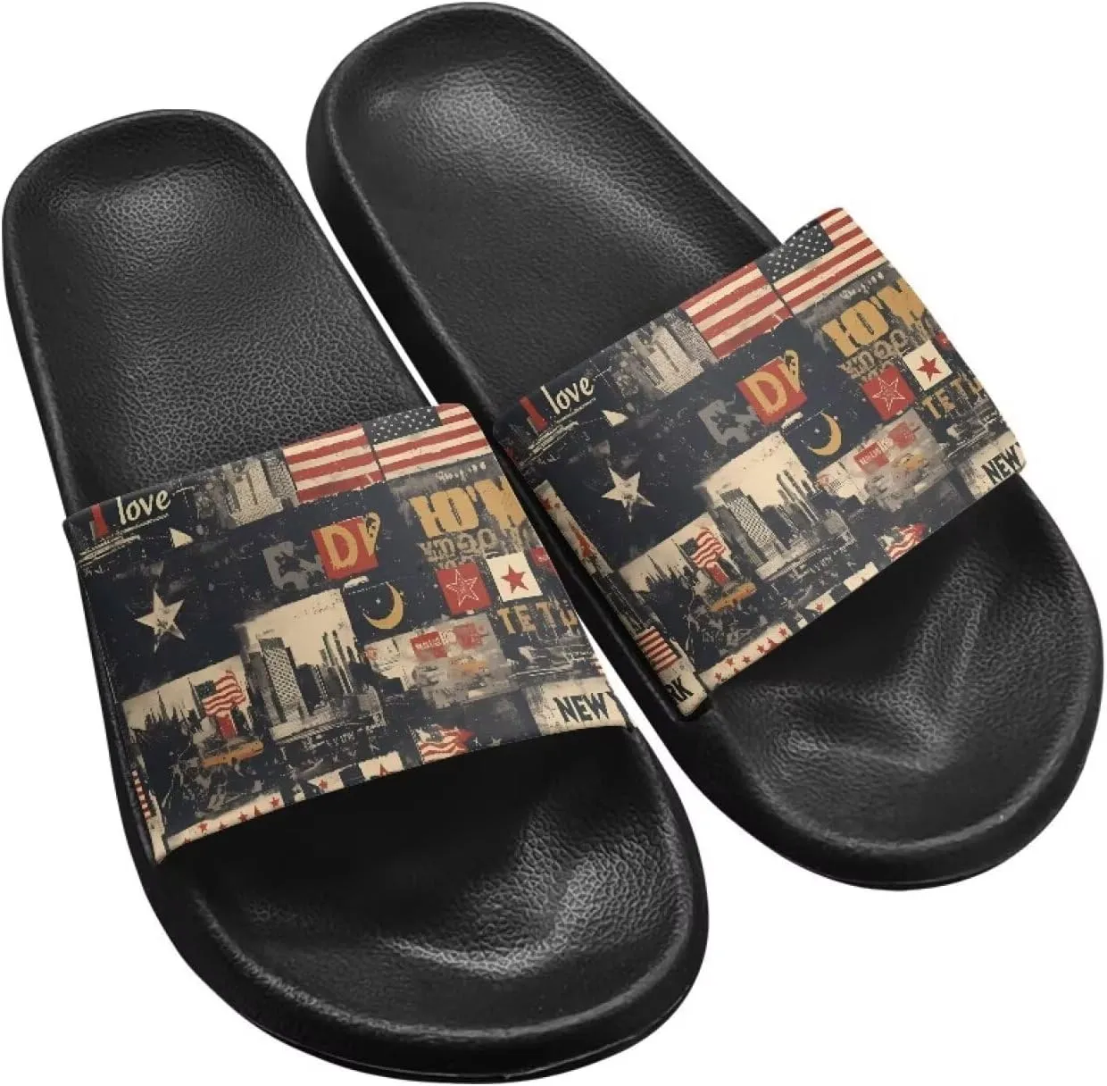 Summer Slide Slippers for Men Women, Lightweight House Sandals Slide Sandal Non-Slip Shower Shoes with Arch Support