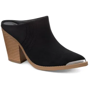 SUN STONE Womens Deyzaa Faux Suede Pointed Toe Mules Black 7.5 Medium (B,M)