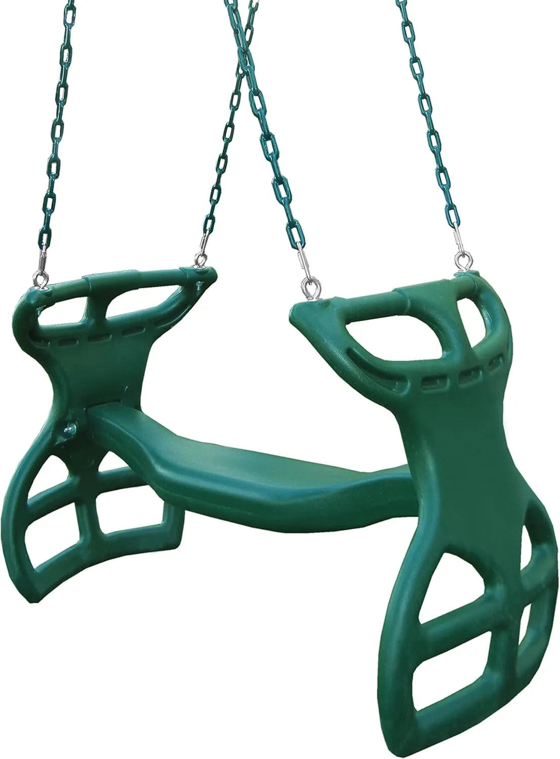 Swing-N-Slide WS 3452 Heavy Duty Two Person Dual Glider Swing, with Coated Chains to Prevent Pinching, 18" W x 25 in H x 40" L, Green