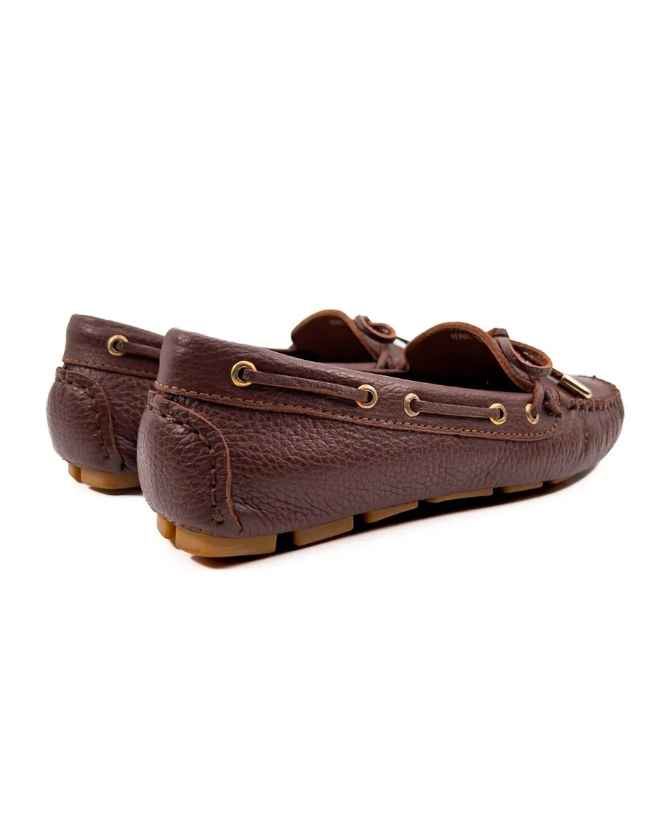 T-Larissa Dark Taba Genuine Leather Loafer Shoes for Women
