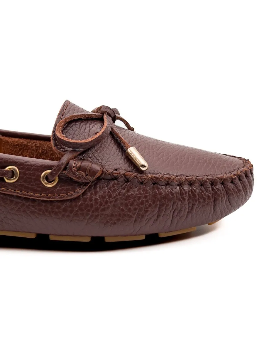 T-Larissa Dark Taba Genuine Leather Loafer Shoes for Women