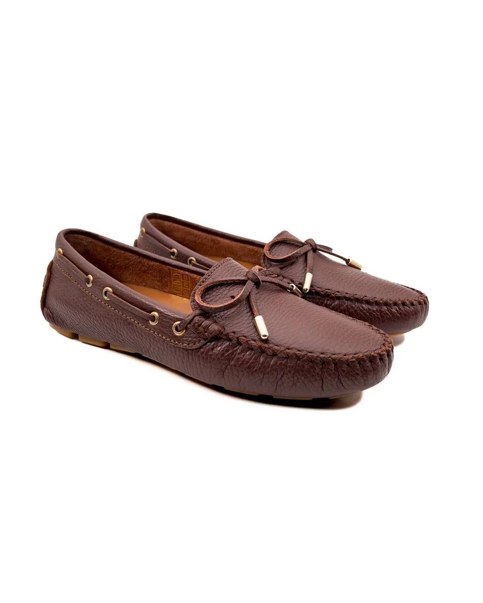T-Larissa Dark Taba Genuine Leather Loafer Shoes for Women