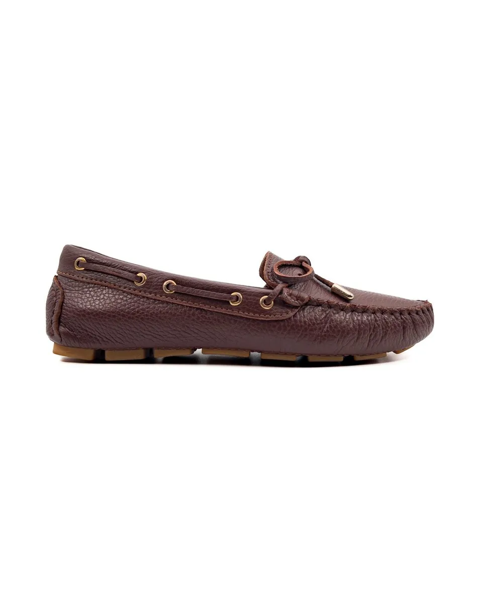 T-Larissa Dark Taba Genuine Leather Loafer Shoes for Women