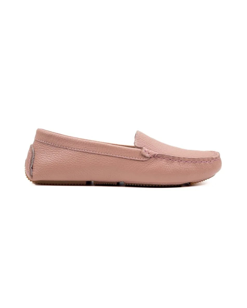 T-Likya Powder Color Genuine Leather Loafer Shoes for Women