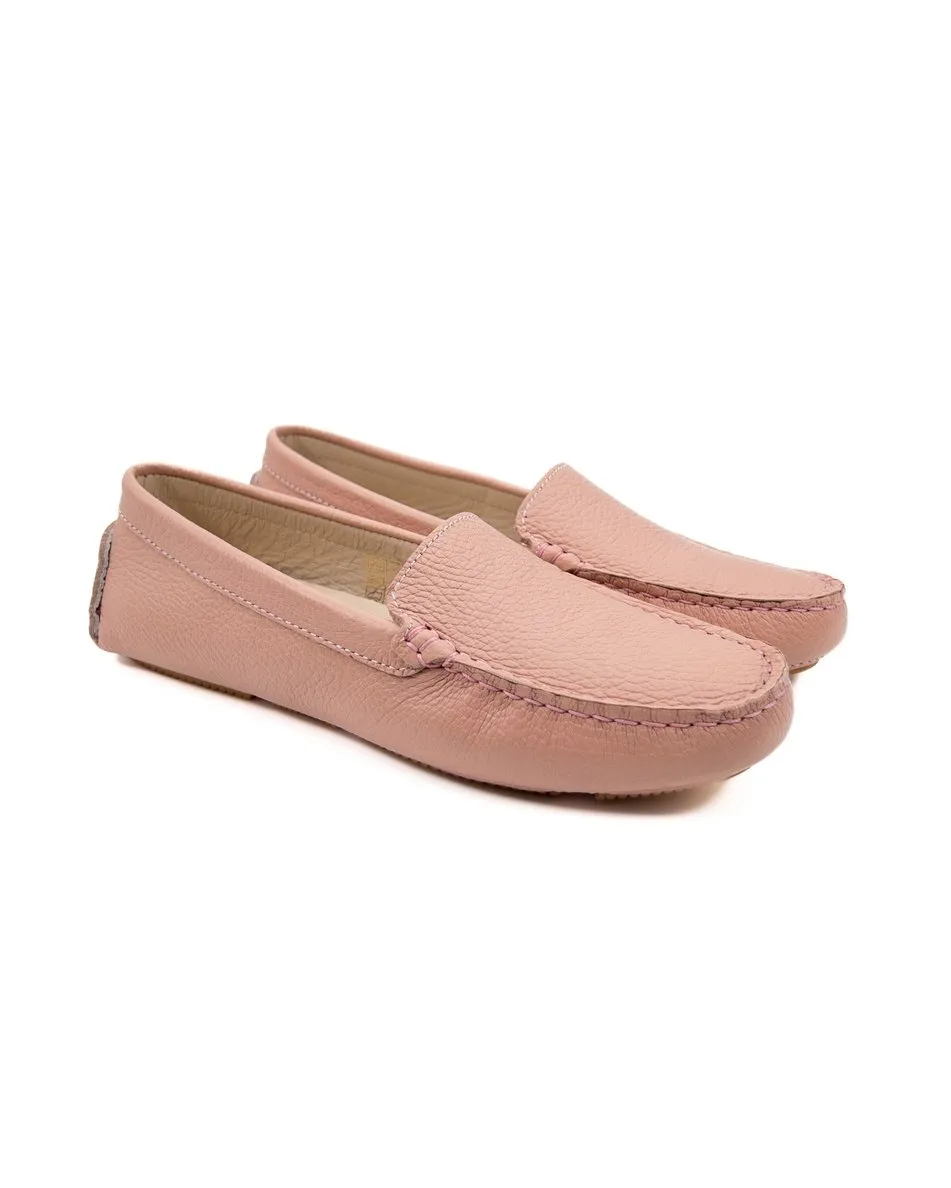T-Likya Powder Color Genuine Leather Loafer Shoes for Women