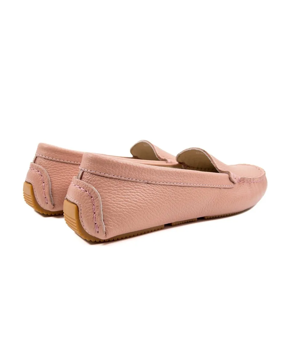 T-Likya Powder Color Genuine Leather Loafer Shoes for Women