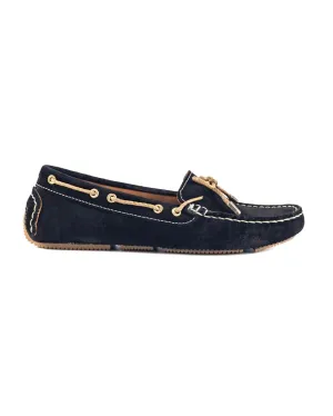 T-Minos Women's Black Genuine Suede Leather Loafer Shoes