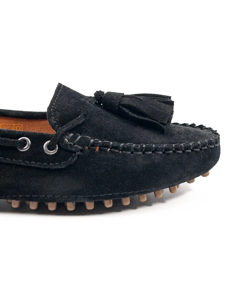 T-Mira Black Genuine Suede Leather Loafer Women Shoes