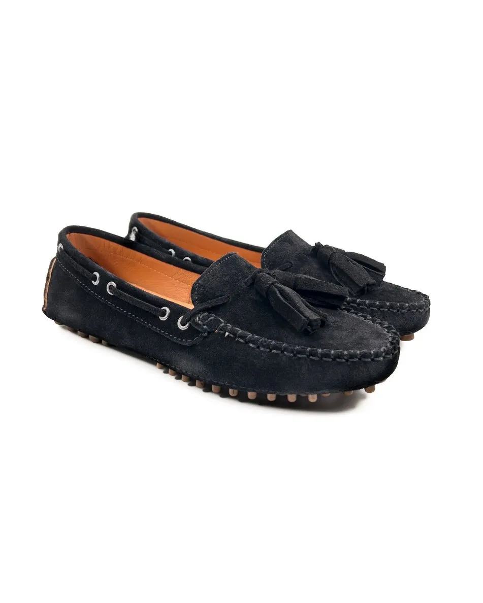 T-Mira Black Genuine Suede Leather Loafer Women Shoes