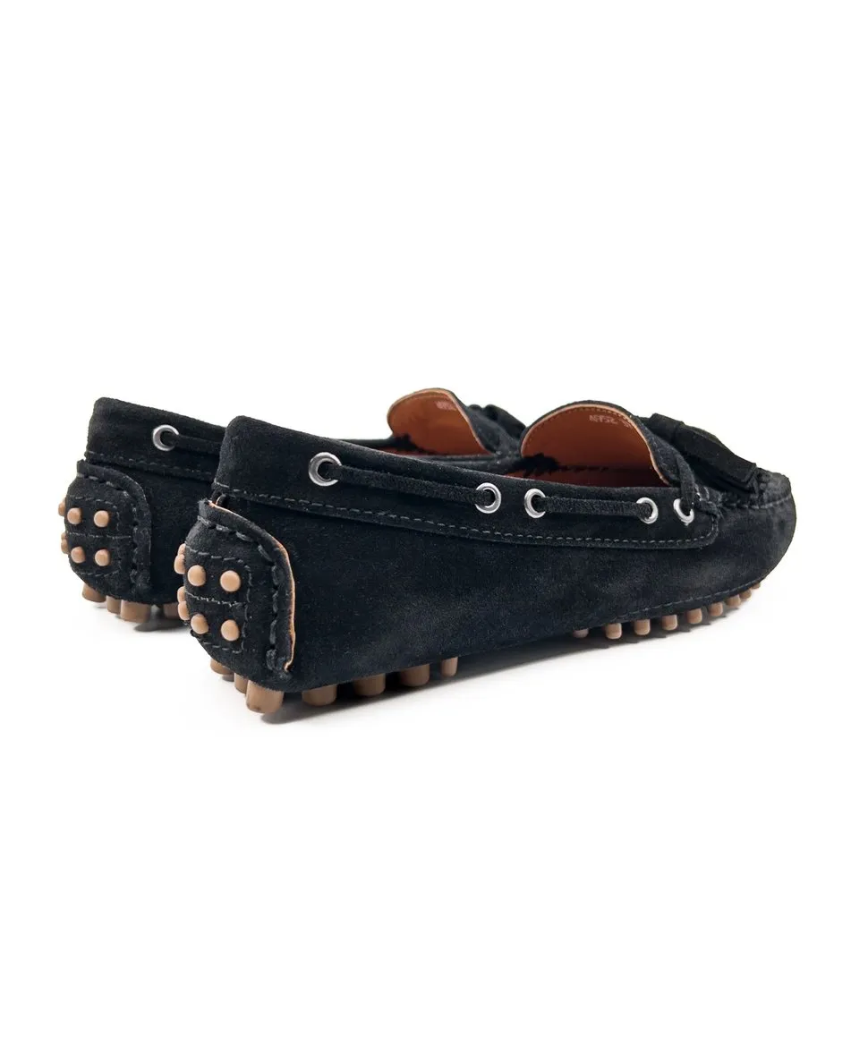 T-Mira Black Genuine Suede Leather Loafer Women Shoes
