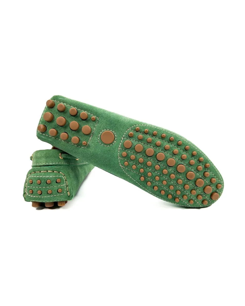 T-Patara Green Genuine Suede Leather Loafer Shoes for Women