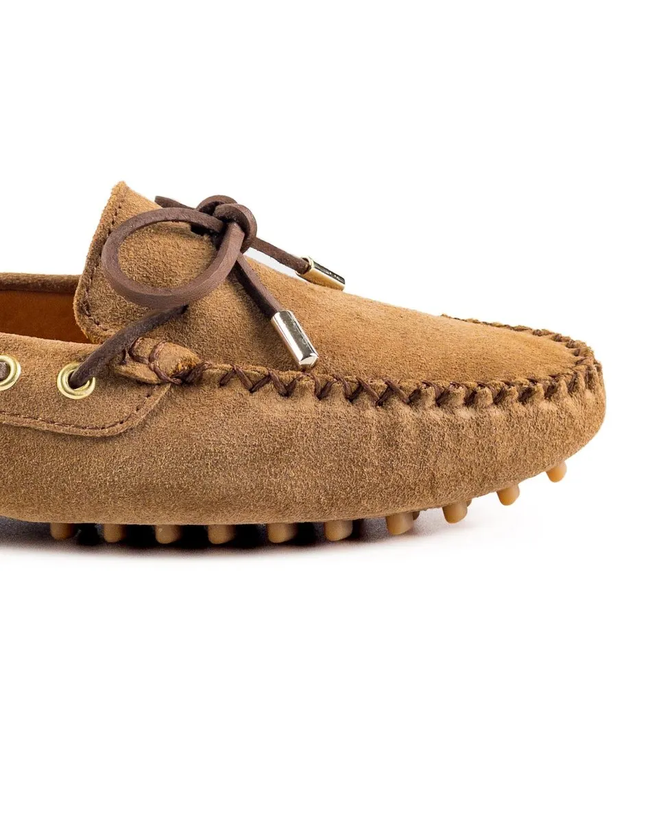 T-Pythia Women's Brown Genuine Suede Leather Loafer Shoes