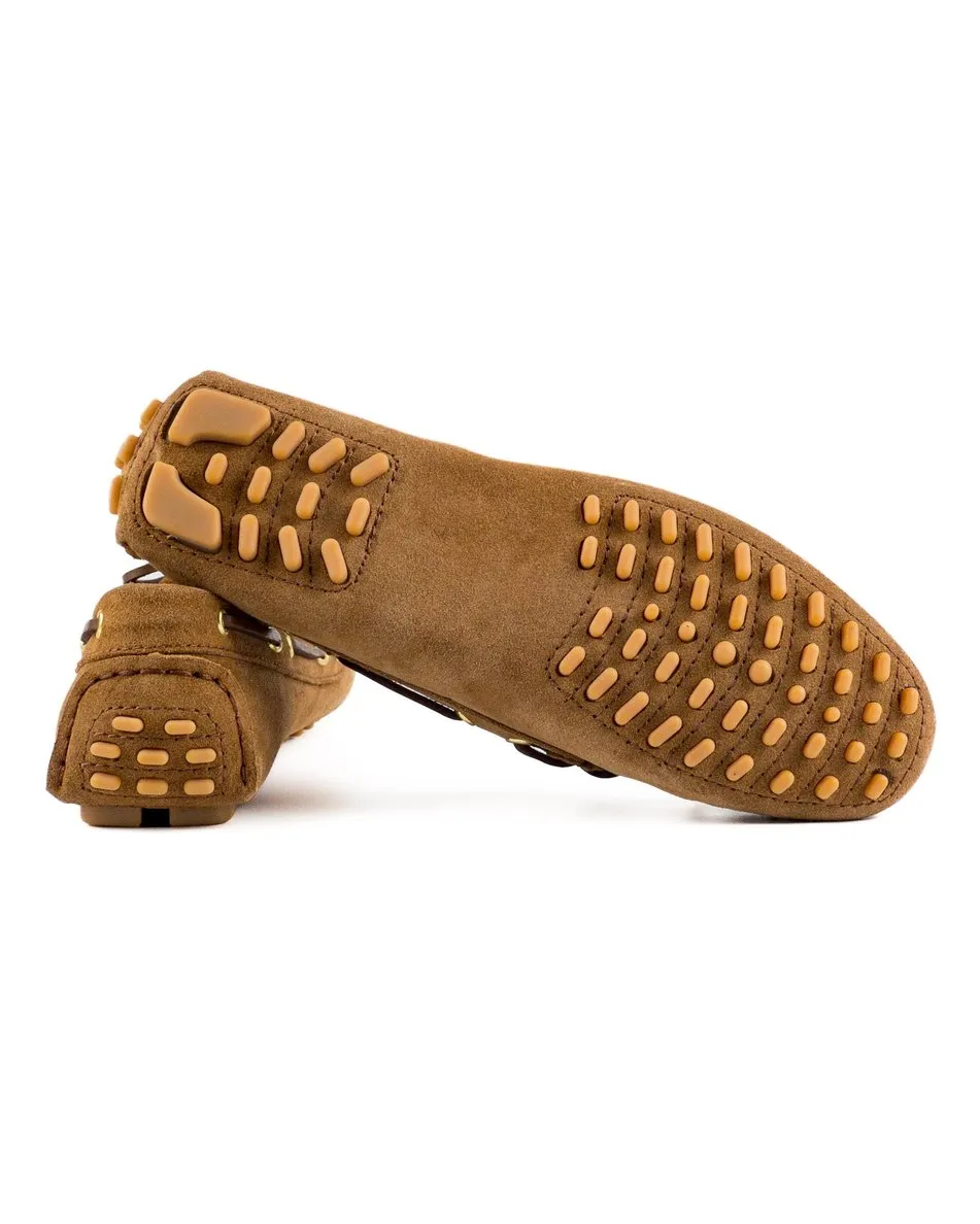 T-Pythia Women's Brown Genuine Suede Leather Loafer Shoes