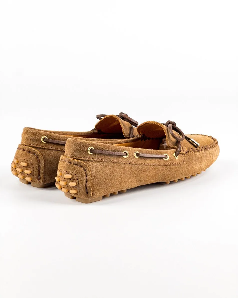 T-Pythia Women's Brown Genuine Suede Leather Loafer Shoes