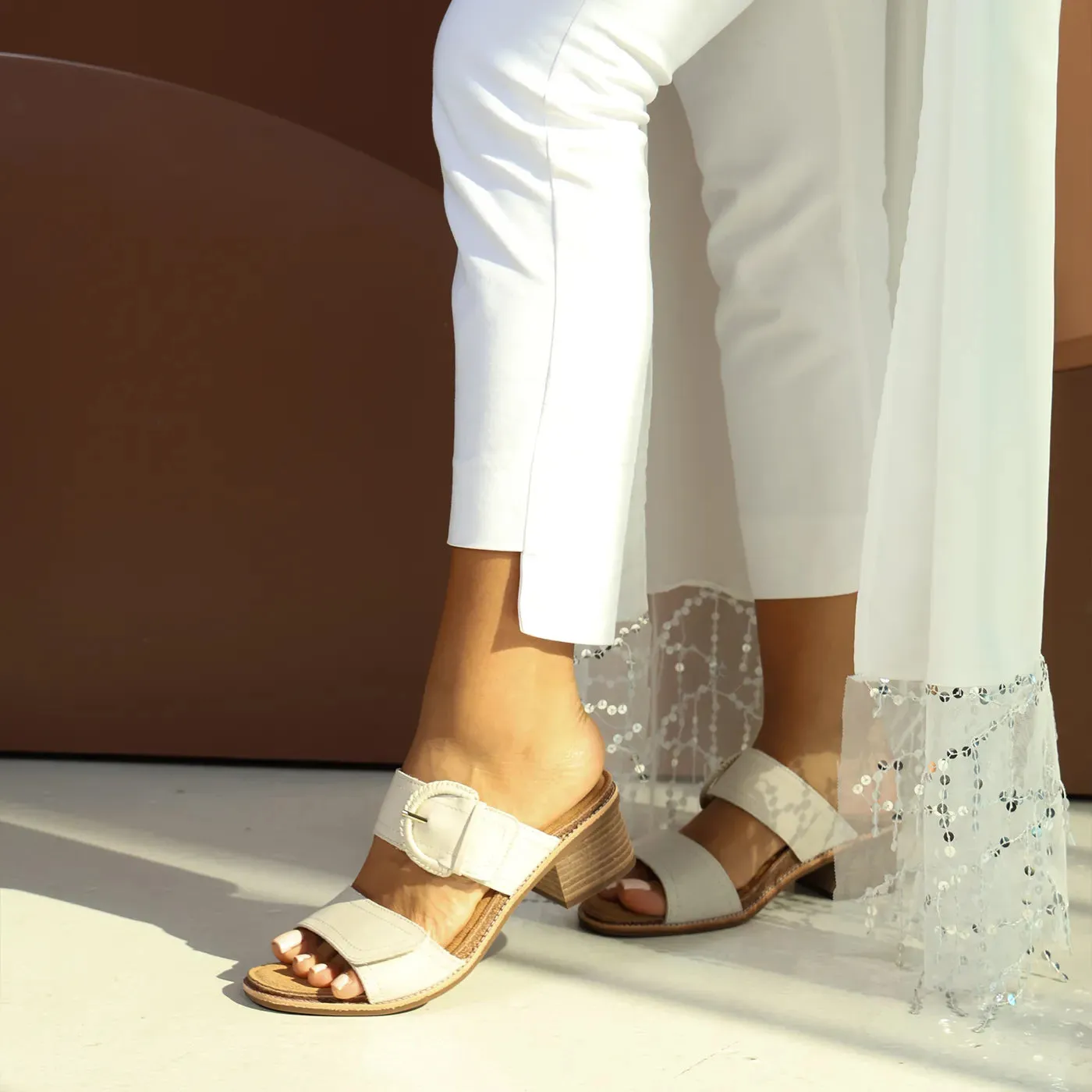 Tatiana Arch Support Heel Block Wedge Ivory