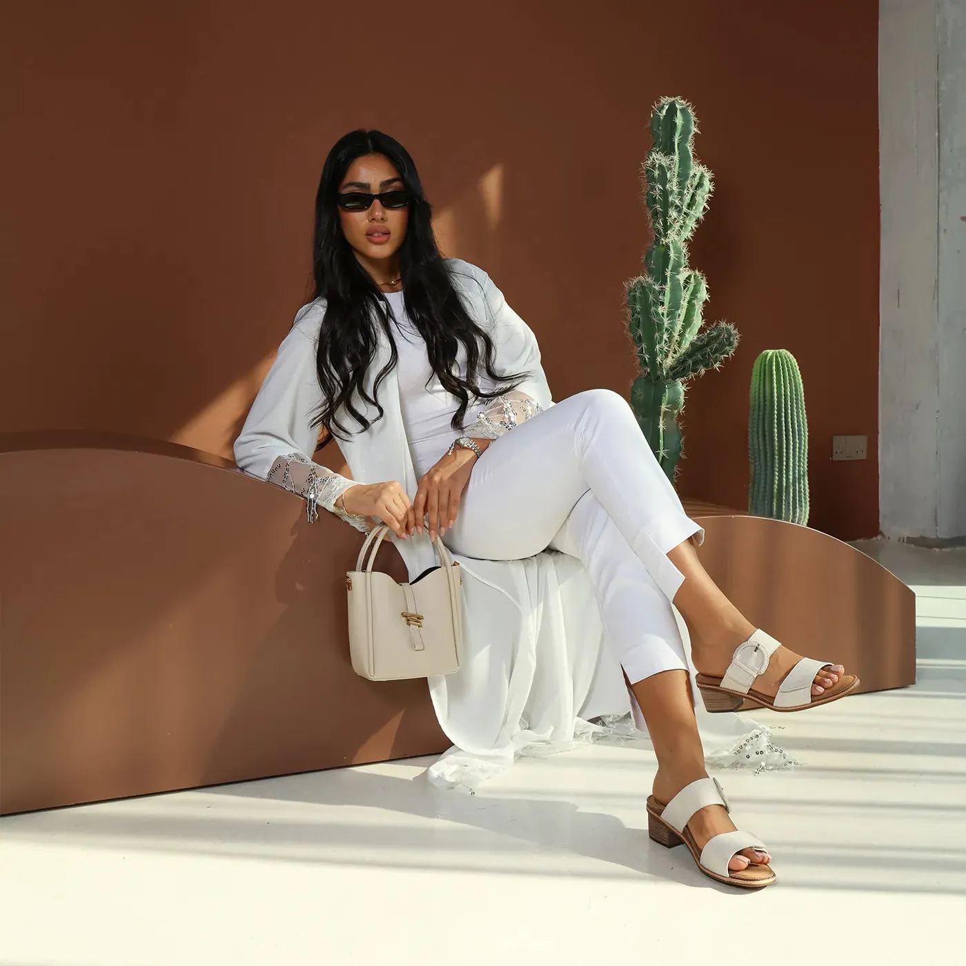 Tatiana Arch Support Heel Block Wedge Ivory