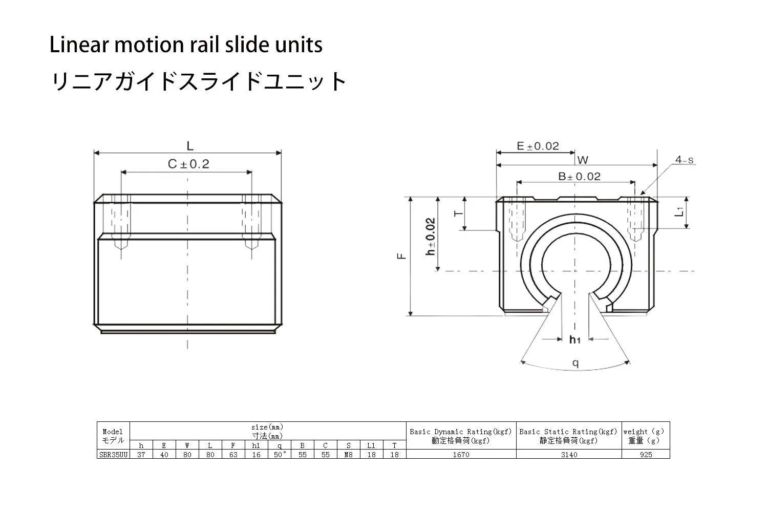 TEN-HIGH SBR35 2500mm Linear Guide Rail Linear Motion Slide Rails, for CNC Machine and 3D Printer, 1pcs Rail   2pcs SBR35UU Blocks Bearing