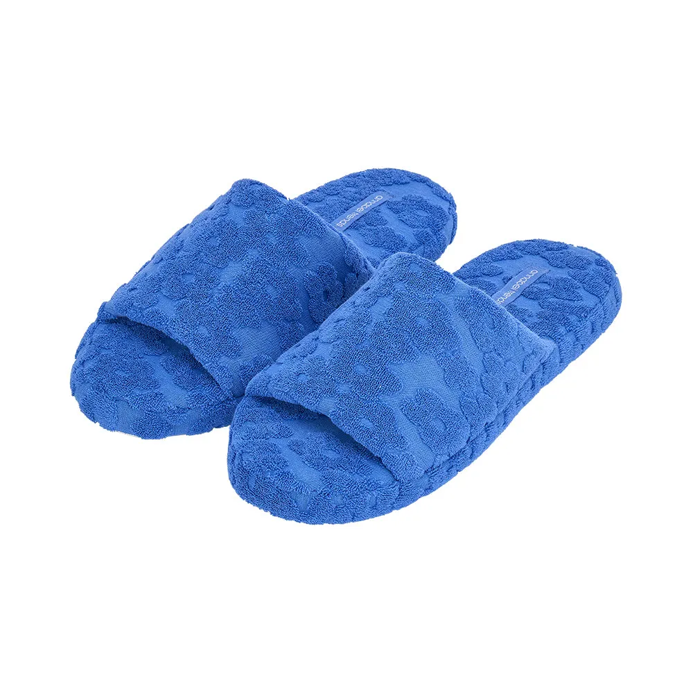 Terry Slide Slippers - Flower Blue