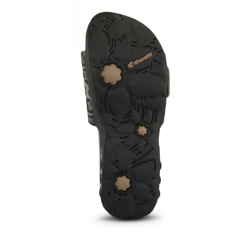 Therafit Leopard Mila Women's Suede Adjustable Buckle Slide Sandals F10710C