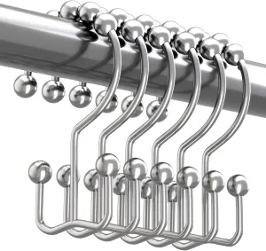 Titanker Rust-Resistant Double Glide Shower Hooks - Set of 12 Chrome Hooks