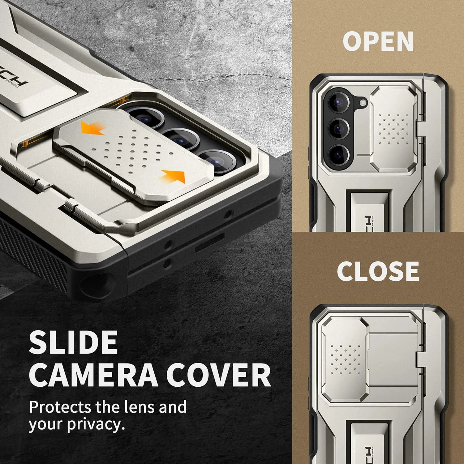 TONGATE for Z Fold 5 Case, [with S Pen Holder & Hinge Protection] [Glass Screen Protector & Slide Camera Cover] Military Drop Phone Case for Samsung Galaxy Z Fold 5 Cases with Stand & Belt Clip,TiGray