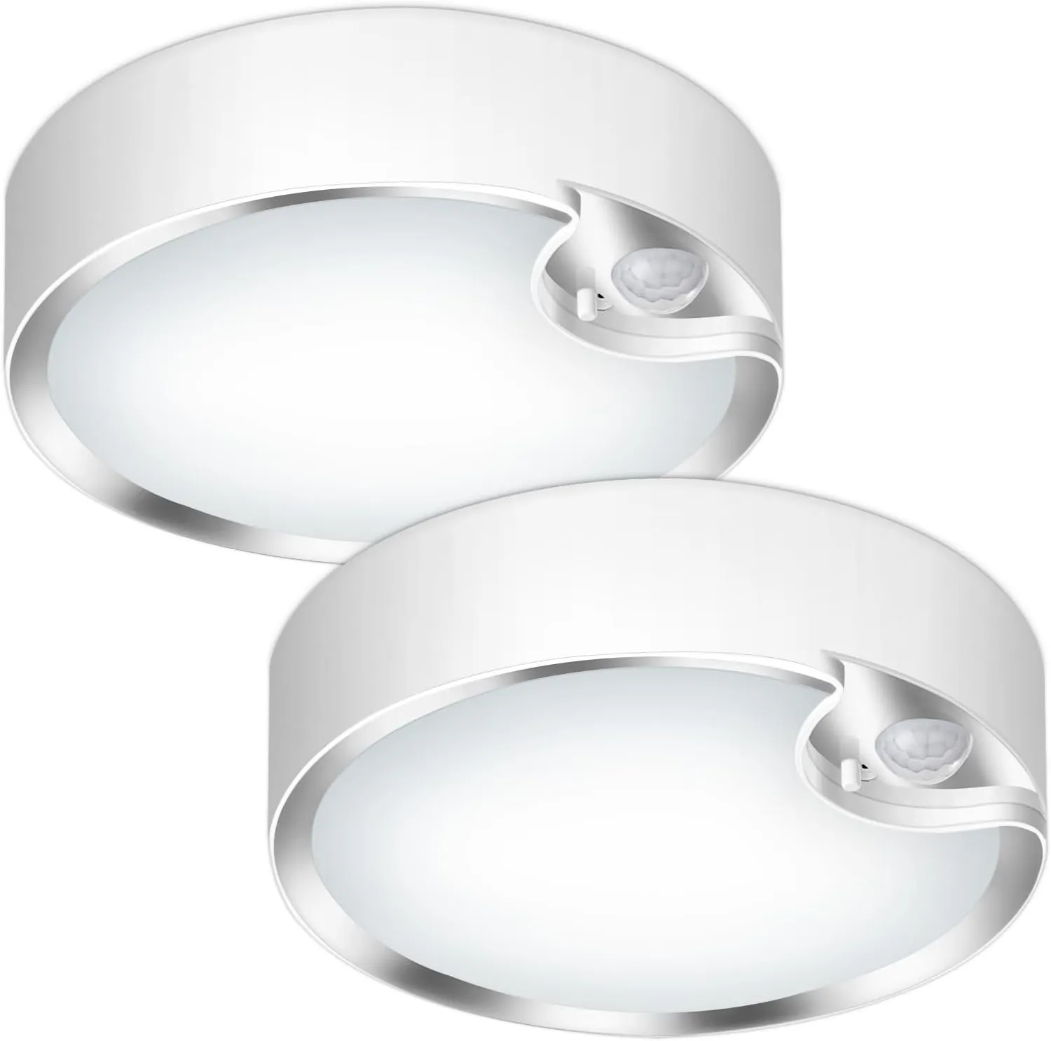TOOWELL Motion Sensor Ceiling Light Battery Operated Indoor LED Ceiling Lights for Closet Hallway Pantry Laundry Stairs Garage Bathroom Shower Porch Shed Wall 400LM Motion Activated Light - 2 Pack