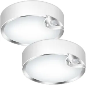 TOOWELL Motion Sensor Ceiling Light Battery Operated Indoor LED Ceiling Lights for Closet Hallway Pantry Laundry Stairs Garage Bathroom Shower Porch Shed Wall 400LM Motion Activated Light - 2 Pack