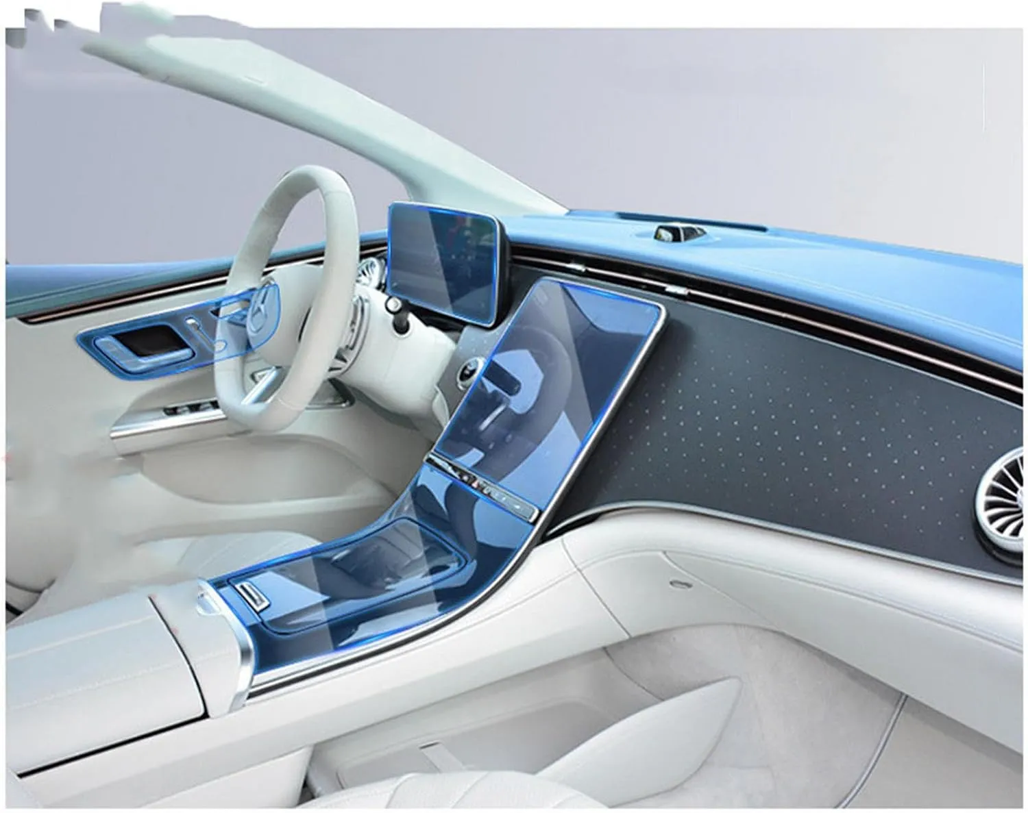 TPU Transparent Film for Mercedes Benz EQE 2020-2022 Car Interior Sticker Center Console Gear Navigation Door Read Light Panel