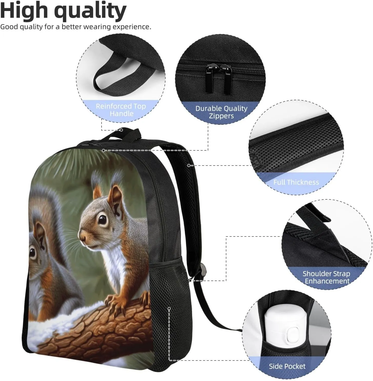 Travel Backpack for Women Men Lightweight 17 inch Laptop Bag Little Squirrel Backpack Casual Daypack