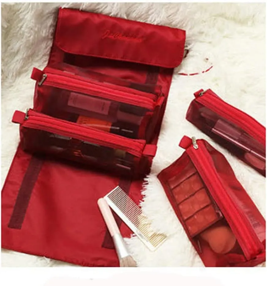 Travel Cosmetic Bag Women Mesh Make Up Box Bags Beautician Toiletry Makeup Brushes Lipstick Storage Organizer(D)