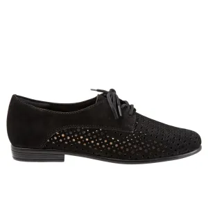 Trotters Lizzie Perf T1910-036 Womens Black Narrow Leather Loafer Flats Shoes