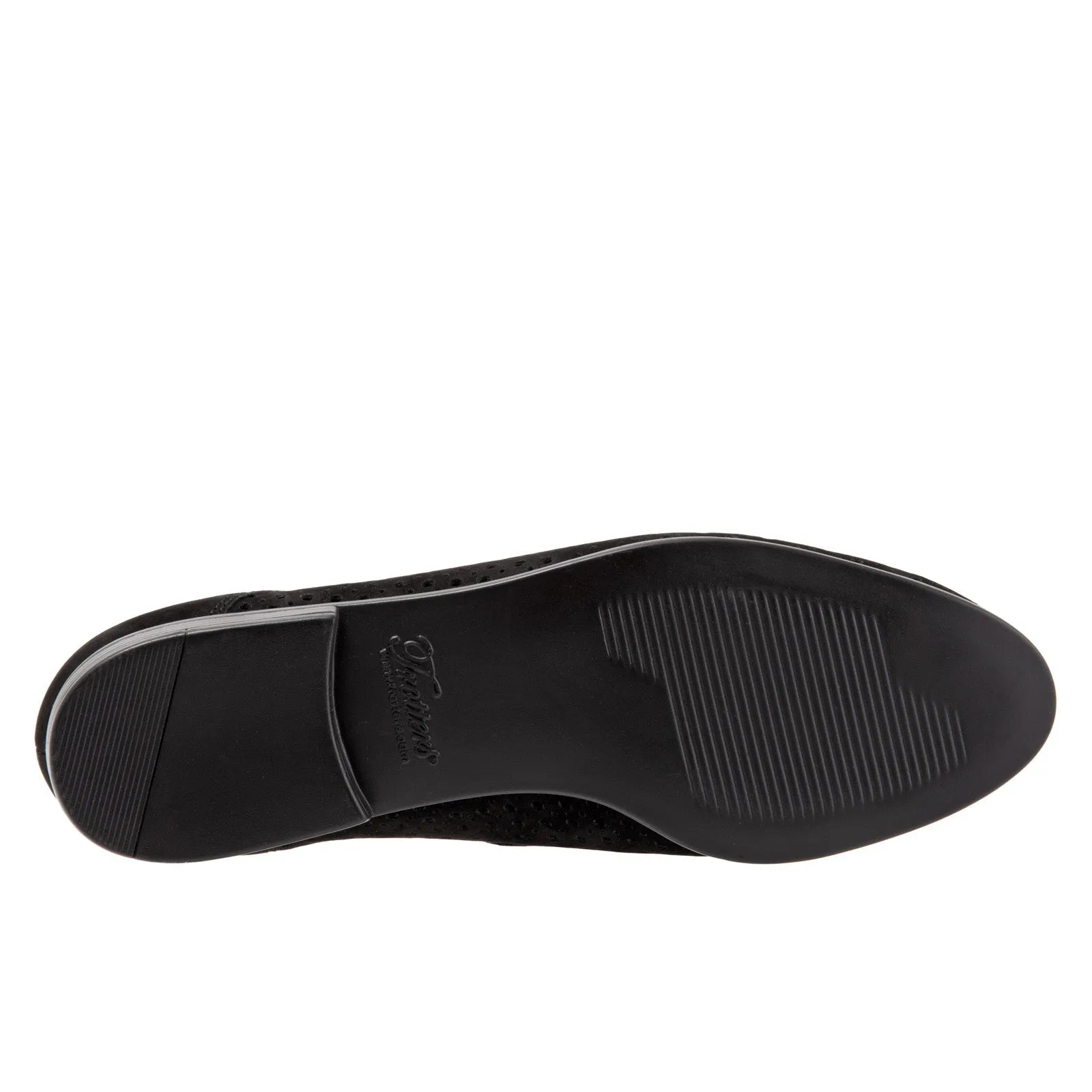 Trotters Lizzie Perf T1910-036 Womens Black Narrow Leather Loafer Flats Shoes