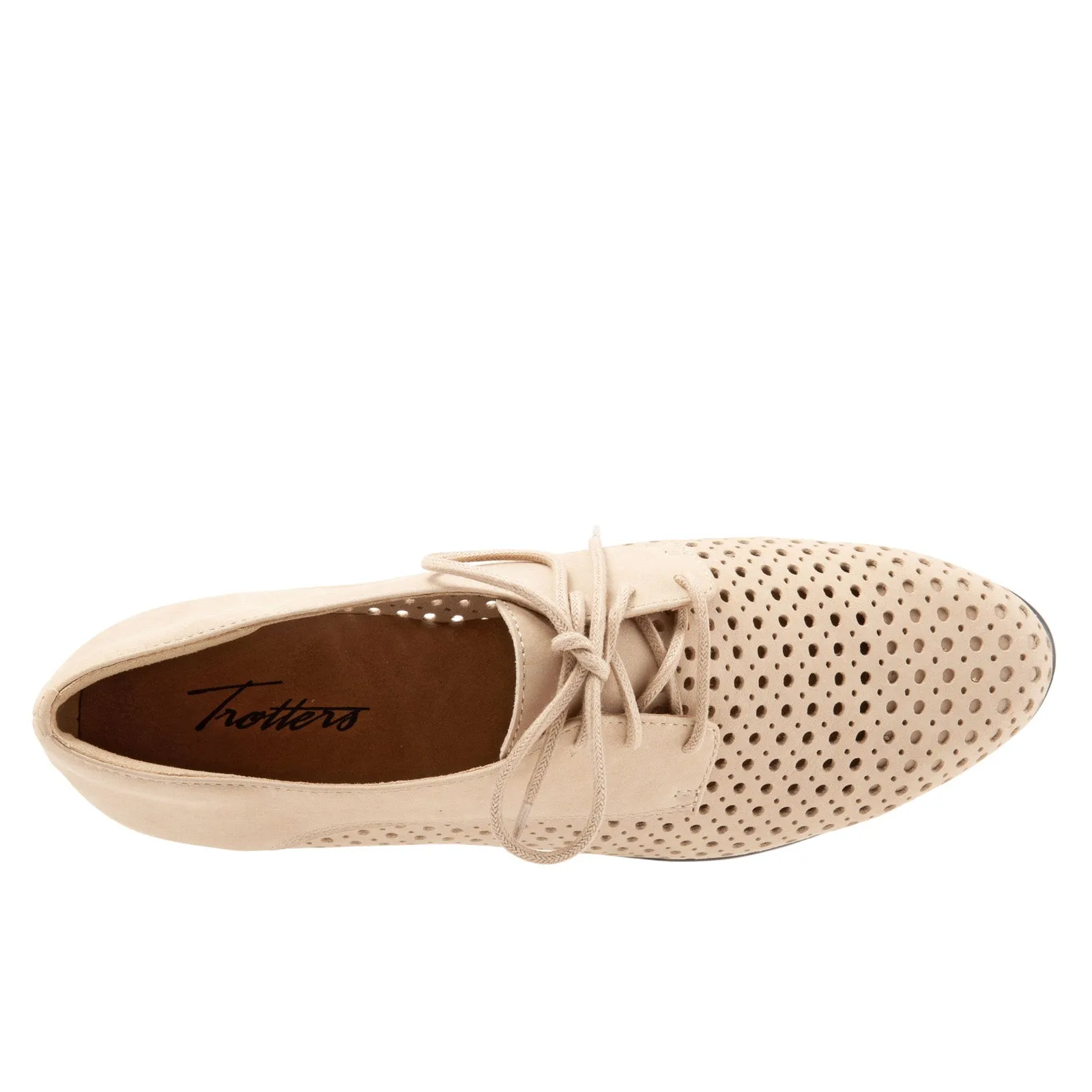Trotters Lizzie Perf T1910-277 Womens Beige Narrow Loafer Flats Shoes