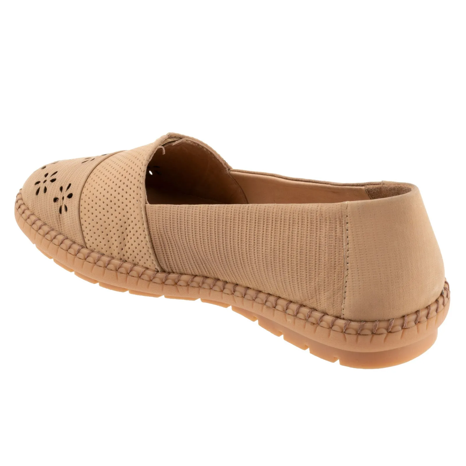 Trotters Ruby Perf T2320-236 Womens Brown Nubuck Slip On Loafer Flats Shoes