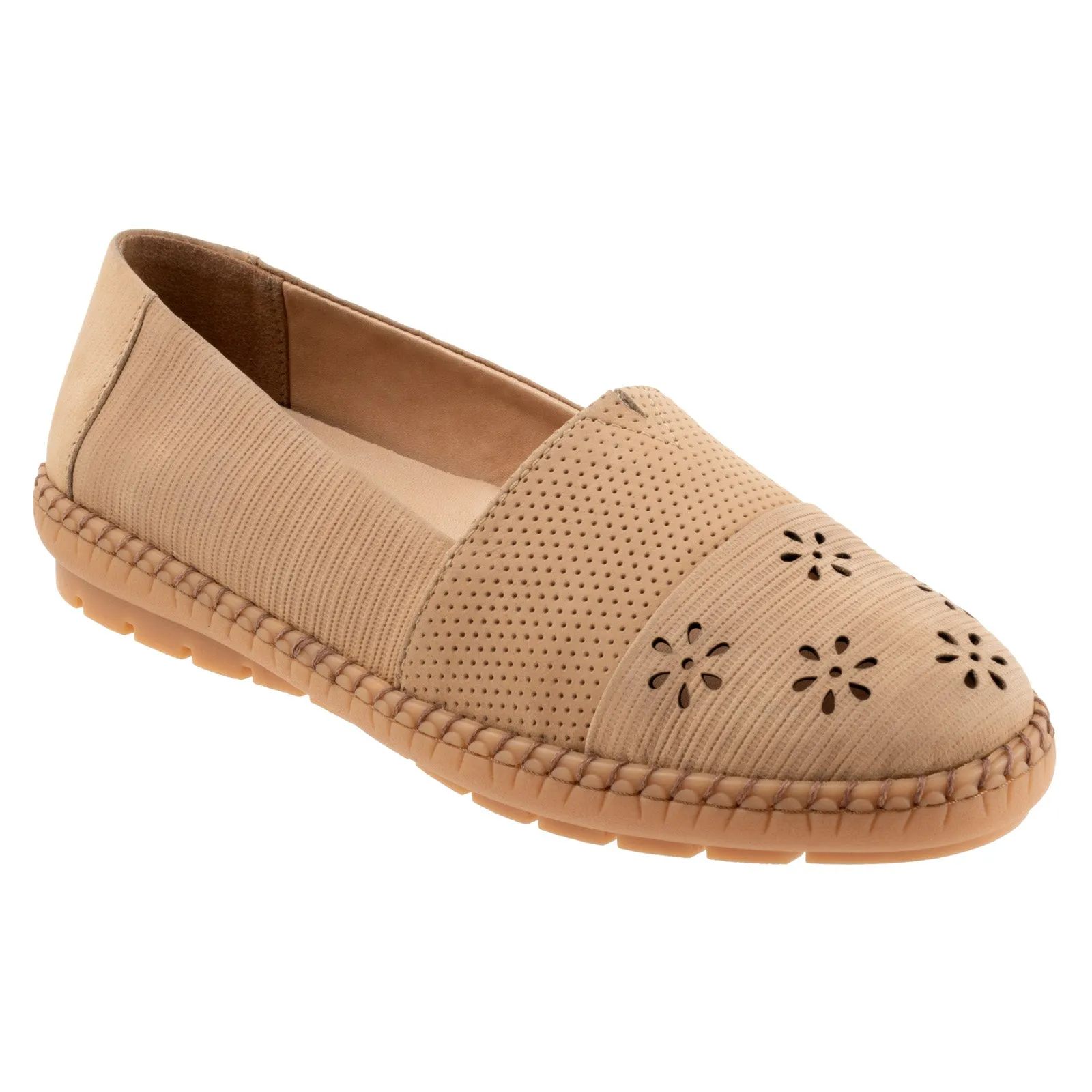 Trotters Ruby Perf T2320-236 Womens Brown Nubuck Slip On Loafer Flats Shoes