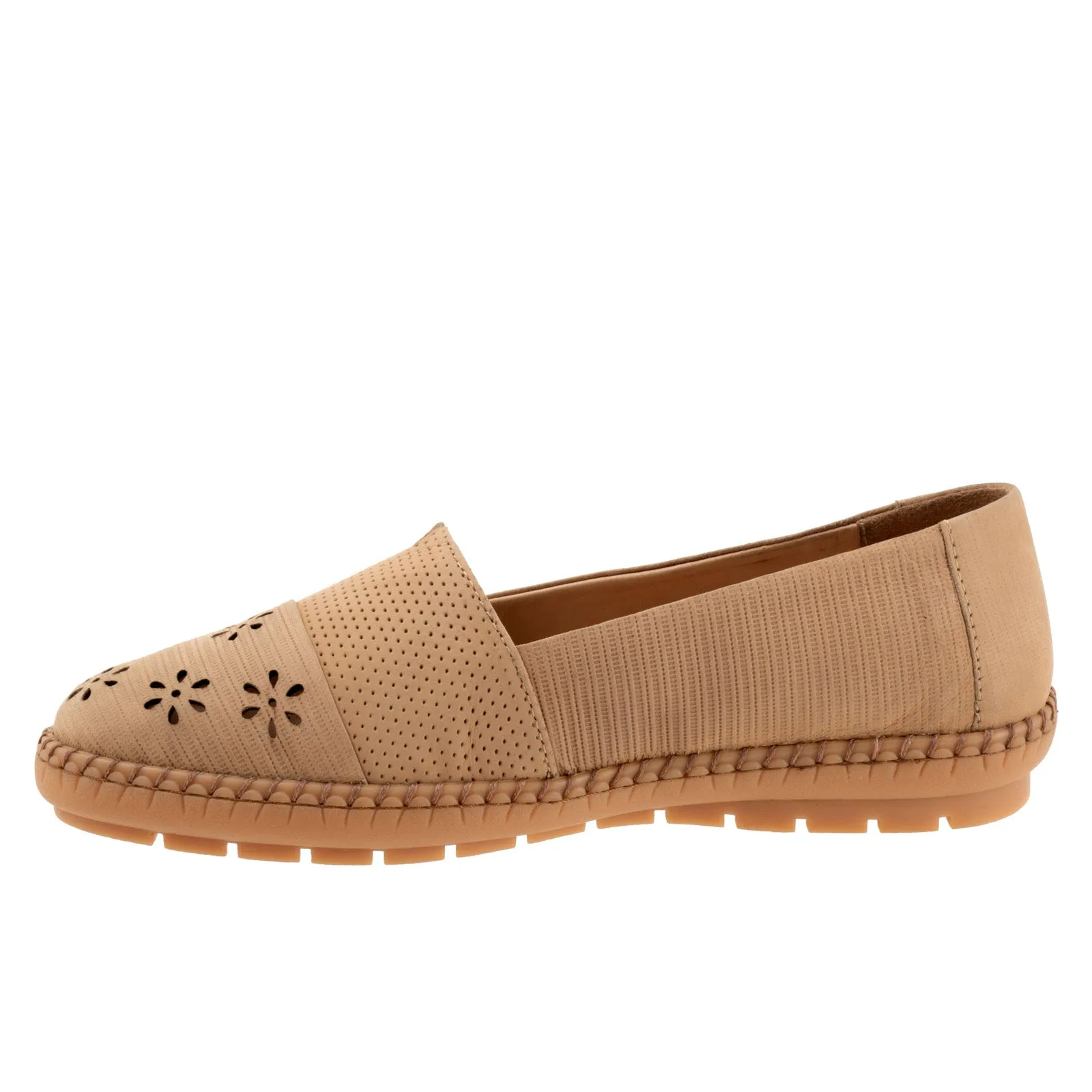 Trotters Ruby Perf T2320-236 Womens Brown Nubuck Slip On Loafer Flats Shoes