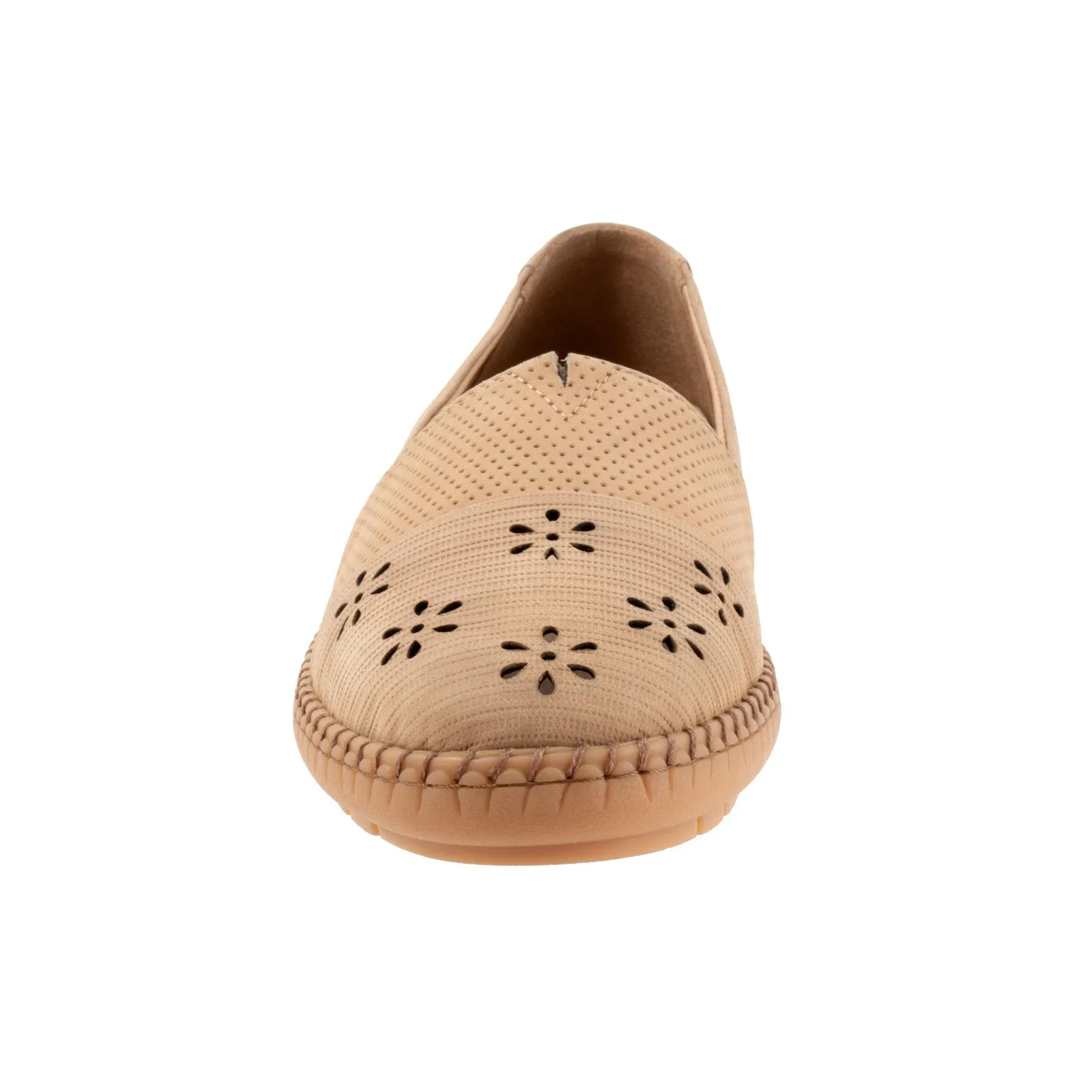 Trotters Ruby Perf T2320-236 Womens Brown Nubuck Slip On Loafer Flats Shoes