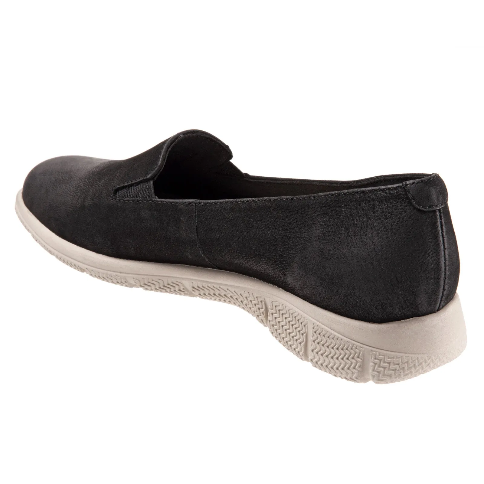 Trotters Universal T2110-036 Womens Black Nubuck Slip On Loafer Flats Shoes