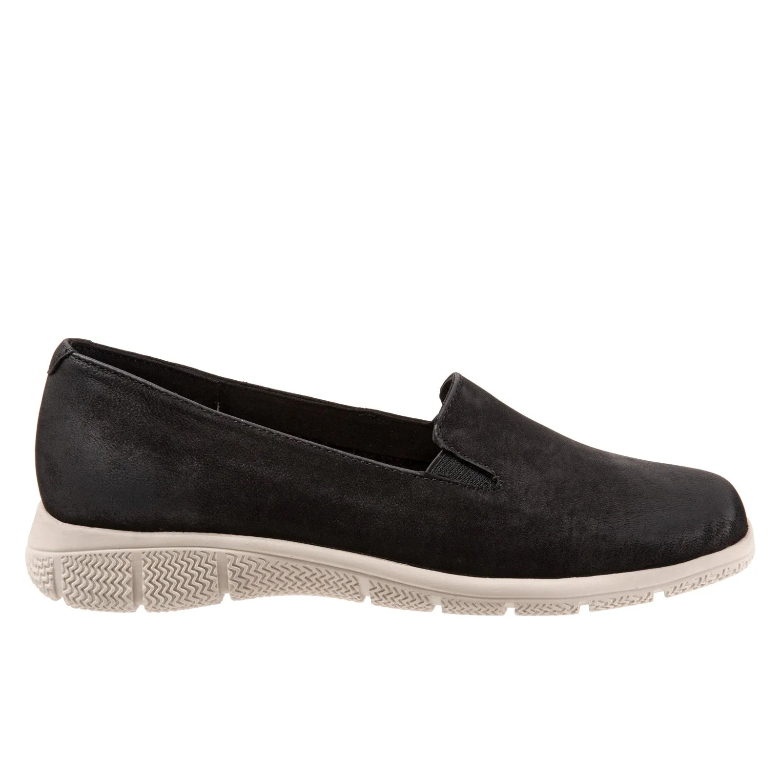 Trotters Universal T2110-036 Womens Black Nubuck Slip On Loafer Flats Shoes