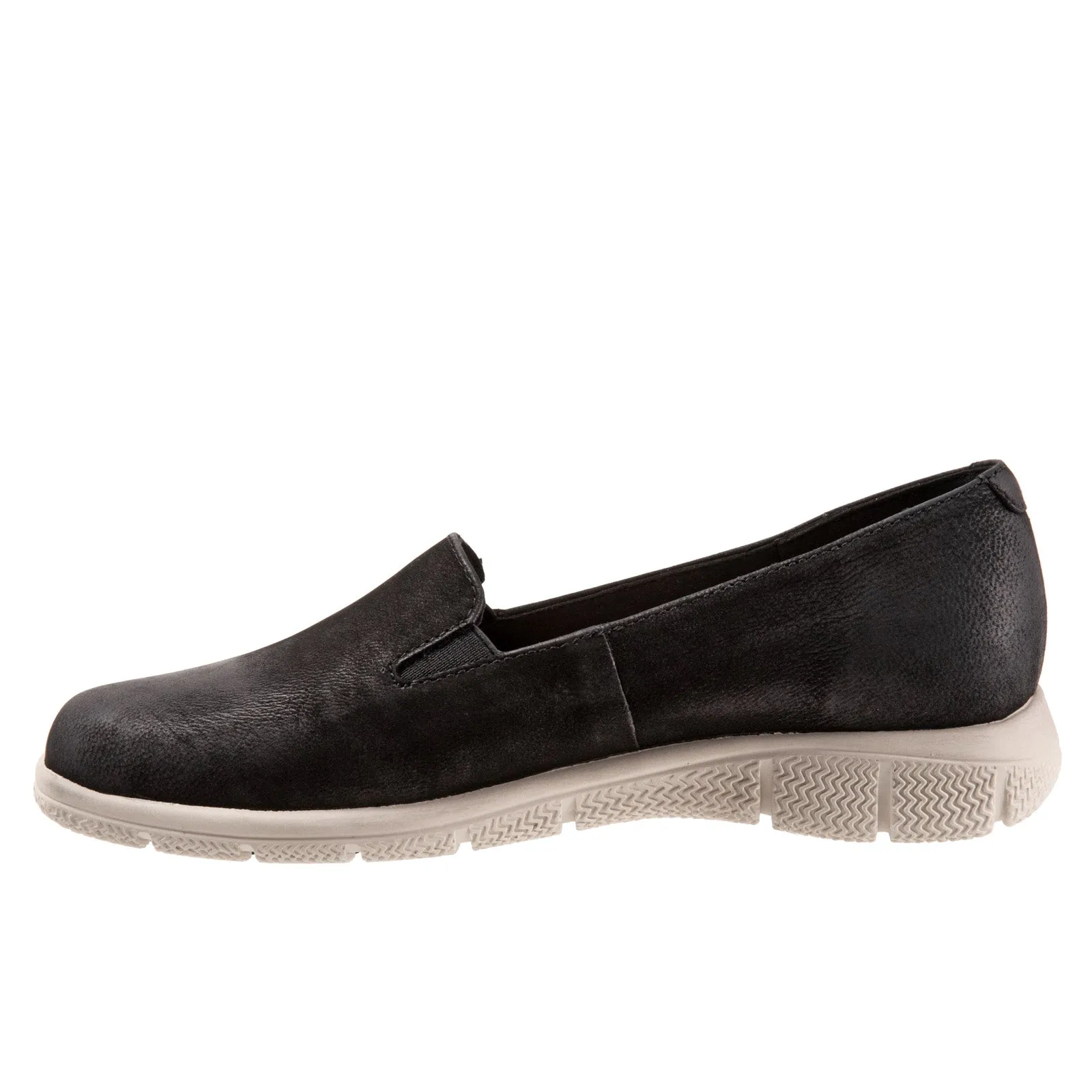 Trotters Universal T2110-036 Womens Black Wide Nubuck Loafer Flats Shoes