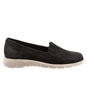 Trotters Universal T2110-036 Womens Black Wide Nubuck Loafer Flats Shoes